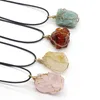 Unregelmäßige natürliche Stein Kristall Heilung handgemachte Anhänger Halsketten Original Stil für Frauen Mädchen Energie Schmuck mit Seil Kette
