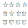 blue opal stud earrings gold