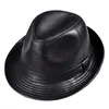 Winter Echt Leer Brede Rand Stetson Fedora Britse Hoeden Voor Mannen/Vrouwen Gentman Zwart 55-61 cm voorzien Jazz Hip-Gorras