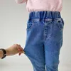 Outono Bebê Meninas Casuais Denim Boot Calças Primavera Moda Moda Furcal Calça Jeans Elástico Calças 210508