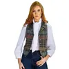 Gilet da donna Gilet da abito verde militare a quadri Gilet in lana retrò Giacca invernale calda senza maniche slim fit