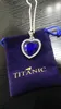 Titanic Heart of Ocean Blue Heart Love Forever Anhänger Halskette Samtbeutel Y1218285r