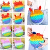 Regenboog macaron fidget speelgoed bubble chain tas portemonnees kinderen jongen meisjes roman cool ontwerp crossbody fanny pack pop sensorische puzzel speelgoed