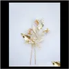Altri gioielli Drop Delivery 2021 2 Eleganti fiori rosa d'oro Clip da sposa Cristallo Donna Strass Bastoncino per capelli Matrimonio Abito da damigella d'onore Aesso