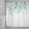 Tissu blanc ferme rideau de douche vert feuille tropicale salle de bain rideau ensemble avec crochets moderne rose Floral rideaux de bain 210402