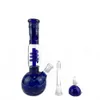 Glass Bong Smoking Water Pipes Shisha Hookah 11 inch Coil Pipe Hookahs Filter Beaker Bubbler W/ ICE Catcher Purple Bongs