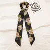 Scrunchies Hair Ties Scarf Chiffon Floral Long Bow Streamer Elastic Ribbon Hairbands Accessories Ponytail Holder 6 Colors Optional