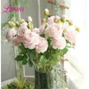 Champagne bleu ciel Rosa décoration fleurs en soie artificielles feuilles 3 têtes longues Roses tige Rose fête de mariage décoration de la maison