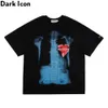 The Beating Heart Oversized Streetwear Men's T-shirt Short Sleeve Printed Tshirts for Man Casual Tee Shirts Black Whit 210603