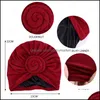 Beanie / SKL Caps hattar hattar, halsdukar Handskar Fashion Aessories Muslim Topp Knotted Hatt Turban med Silkeslen Satin Linning Hijab Headscarf Headwra
