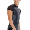 Homme cuir body PU Corset chemise hauts d'entraînement à manches courtes Sauna costume sous-vêtement Premium minceur Shapewear