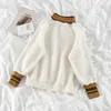 Kimutomo kvinnor sweatshirts vår höst korea retro mode kvinnlig turtleneck broderi wild pullovers outwear varm 210521