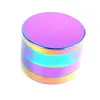 2021 Custom Rainbow Herb Grinder 4 Lagen 40mm Dia IceBlue Zinklegering Tabak Crusher Metal Grinders Tool