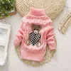 AutumnsPringWinter Unisex Casual Jumper Dos Desenhos Animados de Malha Pullover Turtleneck Quente Outerwear Kids Sweater 211104