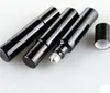 Refillable Thick 5ml Empty Roll on Glass Bottle Frosted BLACK for Essential Oil Perfume Metal Roller Ball 500pcs SN405