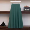 Arrival Autumn Winter Korea Fashion Women High Waist Slim A-line Skirt All-matched Casual Knitted Long Plus Size S503 210512