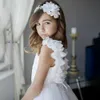 Ręcznie wykonane Kwiat Girl Sukienki na Ślub Spaghetti Koronki Kwiatowe Aplikacje Wielopięciowe Spódnice Dziewczyny Korowód Ubierz Linia Dzieci Urodziny