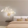 مصباح الجدار الزفاف الوردي روز G4 LED SCONCE لخمس غرفة نوم مطعم غرفة المعيشة الكريستال الخفيفة أرانديلا