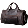 Sac de voyage en cuir véritable pour hommes, sac de voyage de styliste pour voyage d'affaires en plein air, sac de sport pour chaussures, café noir