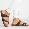 Leopard Print Women Summer Beach Casual Shoes Retro Flat Slides Thick-Soled Cork Slipper Wood Flip Flops Sandal Sandals