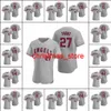 Мужские женщины молодежь #17 Shohei Ohtani 27 Mike Trout 6 Энтони Рендон 57 Hansel Robles Custom Grey Road Джерси