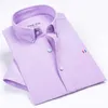 Camisas de Oxford para homens manga curta verão s a 5xl puro algodão mens business camisa casual botão para baixo colarinho listrado respirável 210626
