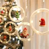 Kerstgordijntekenslichten 125 LED 10 stks Santa Fairy Lights USB aangedreven hangende ornamenten voor binnenmas boomterras slaapkamer decor
