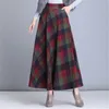 Plaid Hohe Taille Lange Röcke Für Frauen Herbst Winter Elegante Koreanische Mode Maxi Mom Plus Größe 3XL Casual Lose Wolle 210421