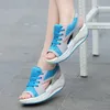 Scarpe estive Donna Blu Tennis Open Toe Sandali dimagranti Ladies Trendy Health Wedge Platform Sandali da donna