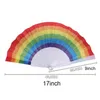 레인보우 팬 접는 팬 아트 다채로운 손 개최 팬 여름 액세서리 생일 웨딩 파티 장식 파티 호의 선물 ZZD8870