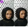 Ручной работы Kinky Curly box Braids Wig черный коричневый блондин ombre цвет короткий плетеный парик фронта шнурка для женщин Африки8676085