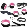 NXY SM Sex Adult Toy Leopard 7 Pcs Set Sexy Lingerie Pu Leather Bdsm Bondage Hand Cuffs Footcuff Whip Rope Blindfold Erotic Toys1220