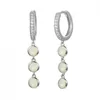 Hoepel huggie 925 sterling zilveren oor gesp eenvoudige mode oorbel voor vrouwen maansteen witte opaal ronde dangle oorbellen bruiloft sieraden