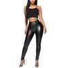 Women Pencil Pants Female High Elastic Waist Spring Autumn Skinny Trousers Elegant Ladies PU Leather Clothing 210522