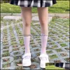 Calzini e calzetteria Intimo da donna Abbigliamento Stile giapponese Tra-Sottile Donna Sexy Nero Bianco Nylon Lungo Ragazze Trasparente Gamba alta al ginocchio Media Elast