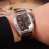 Designer Relógios Melhor Edição Cintrée Curvex Squelette Classique 8880 SQT Skeleton Dial Automatic Mens Assista Big Diamond Case Strap de couro