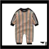 JumpsuitsRompers kläder Baby Maternity Drop Leverans 2021 Striped Spring Autumn Baby Långärmad Jumpsuits Toddler Bomull Onesies Kids Romp