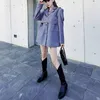 Autumn And Spring Full Sleeves Single Breasted Pocket Loose Big Size Blazer Outfits Bra Two Pieces WO04001L 210421