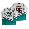 Mens Mighty Ducks Movie Hockey Jersey 99 Adam Banken 96 Charlie Conway 44 Reed Dean33 Greg Goldberg 66 Gordon Bombay Portman Groen Wit Bla