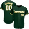 Custom Green White-Gold-001 Autentisk Baseball Jersey