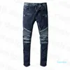 20SS 2021 Mens Designer Jeans Distressed RIPPED Biker Slim Fit Moto Moto Biker Denim per gli uomini Fashion Mans Black Pants