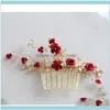 Jewelryjonnafe Rote Rose Blumen-Kopfschmuck für Frauen, Abschlussball, Strass, Brautkamm, Accessoires, handgefertigt, Hochzeit, Haarschmuck, Drop-Lieferung 2021. Ag