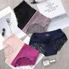 7pcs Kadın Pantolon Exy Panties Kadın Iace Lingerie Düz Renk Dikişsiz Kılavuzlar Orta Kılavuzlar Kadın Pamuk İç Giyim 211222