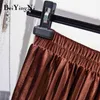 Velvet Skirts Womens Vintage Autumn Winter Warm Pleated Midi High Waist Skirt Solid Color Casual Korean Style Faldas 210506