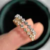 925 Sterling Silver White Gold Plated Created Moissanite Gemstone Wedding Band Simple Personality Ring For Women Fine Jewelry Y072280i