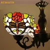 Lustres Vitrail Libellule Fleurs Ombre Lustre Européen Vintage Suspension Lumière Bar Restaurant Allée Étude Chambre Lampe