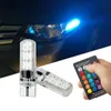 Lumière d'ambiance de voiture 12V T10 W5W RGB 5050 Ampoules avec télécommande Éclairage intérieur Auto Styling Lights