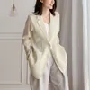 ラペルブラウスのための女性の薄い長袖の女性のカジュアルな優雅さの女性夏のジャケットのoutwear 210608