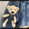 Spodnie Odzież Baby, Maternity Drop Dostawa 2021 2-6 lat Winter Girls Boys Cute Cartoon Bear Dżinsy Pant Baby Dzieci Dzieci Grube Ciepłe FL