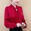 Модная рубашка с длинным рукавом женщин блузки осенью шифоновая блузка блюса офисная леди топы элегантная одежда 10317 210527